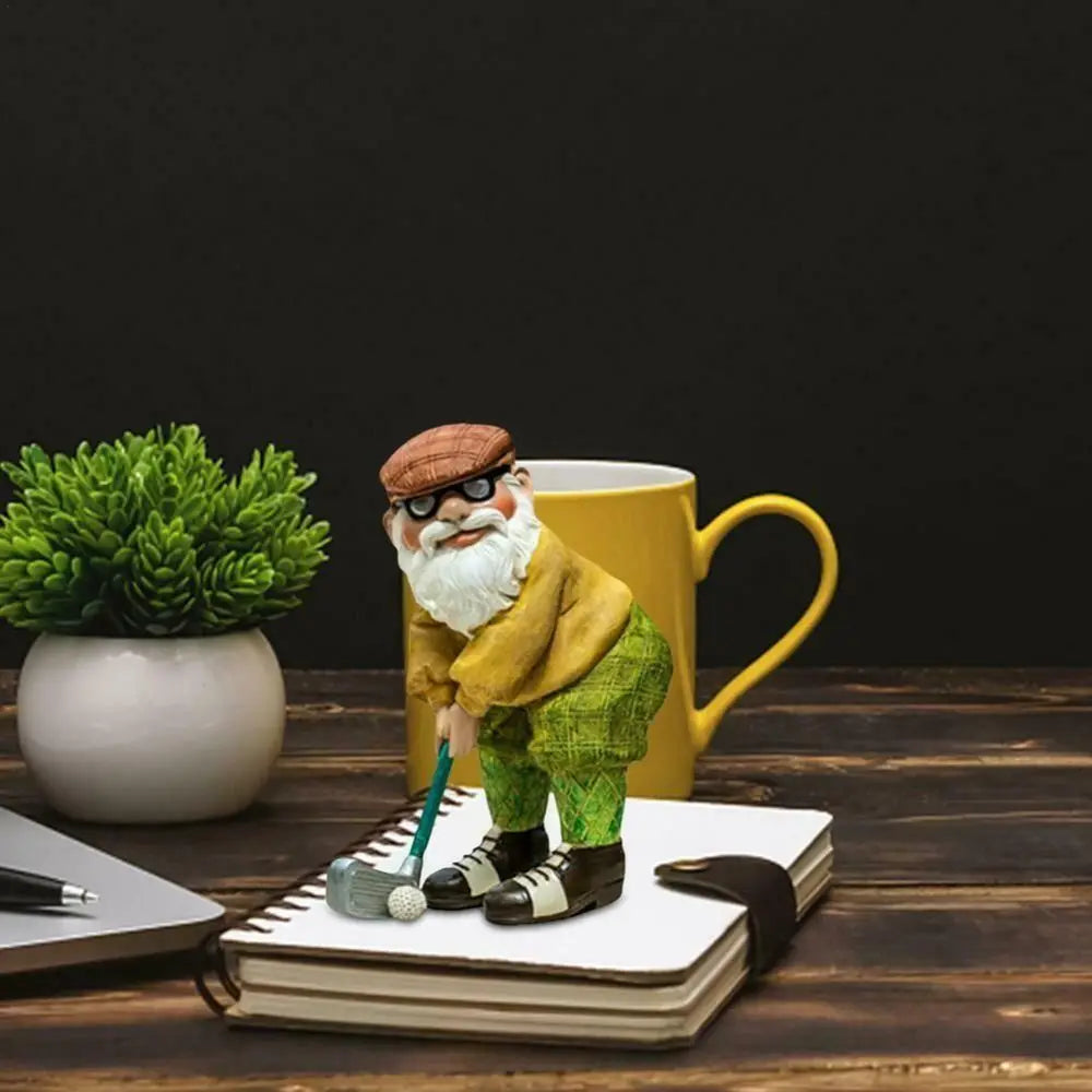 Golf Gnome Golfing Gnome Statue Waterproof Delicate Dwarf Art Statue Handmade Resin Craft Garden Resin Ornaments Garden