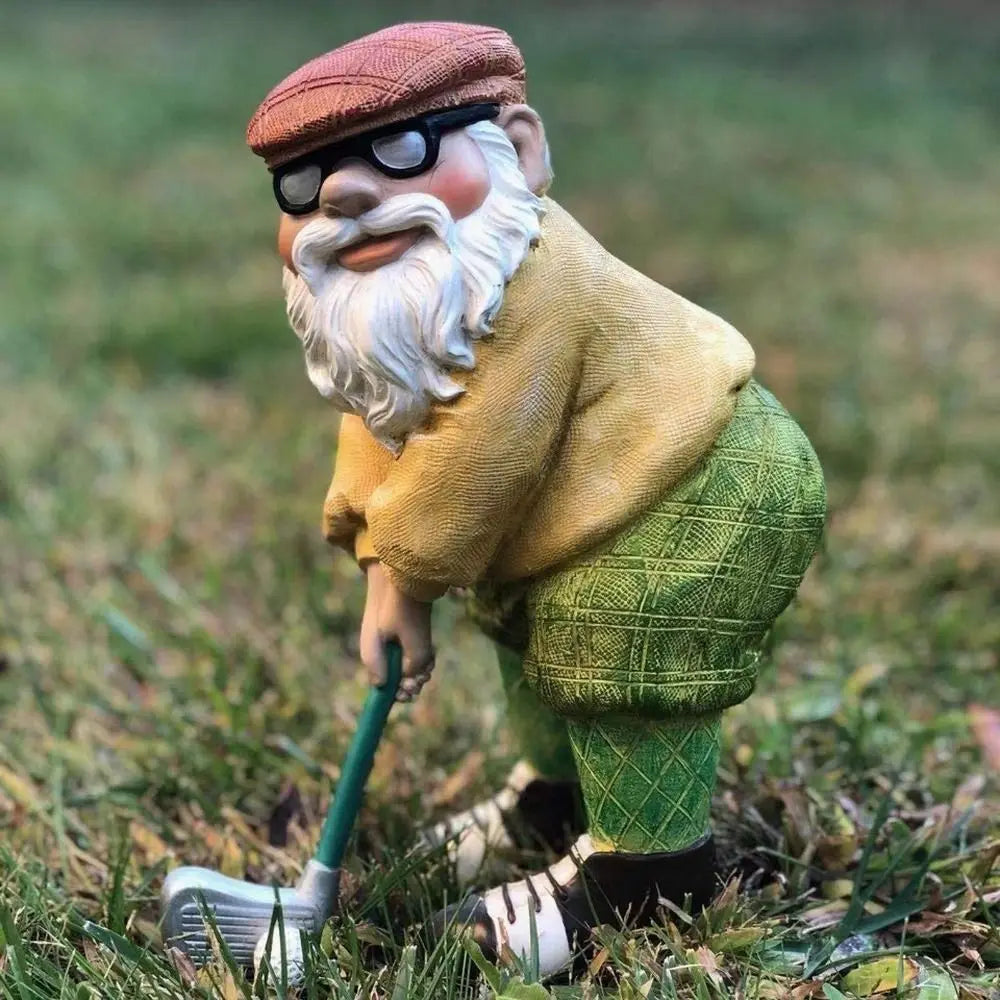 Golf Gnome Golfing Gnome Statue Waterproof Delicate Dwarf Art Statue Handmade Resin Craft Garden Resin Ornaments Garden