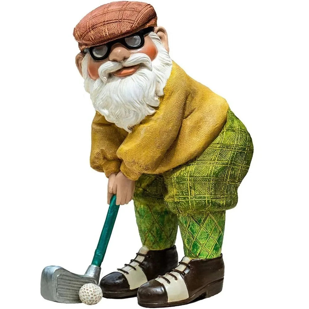 Golf Gnome Golfing Gnome Statue Waterproof Delicate Dwarf Art Statue Handmade Resin Craft Garden Resin Ornaments Garden