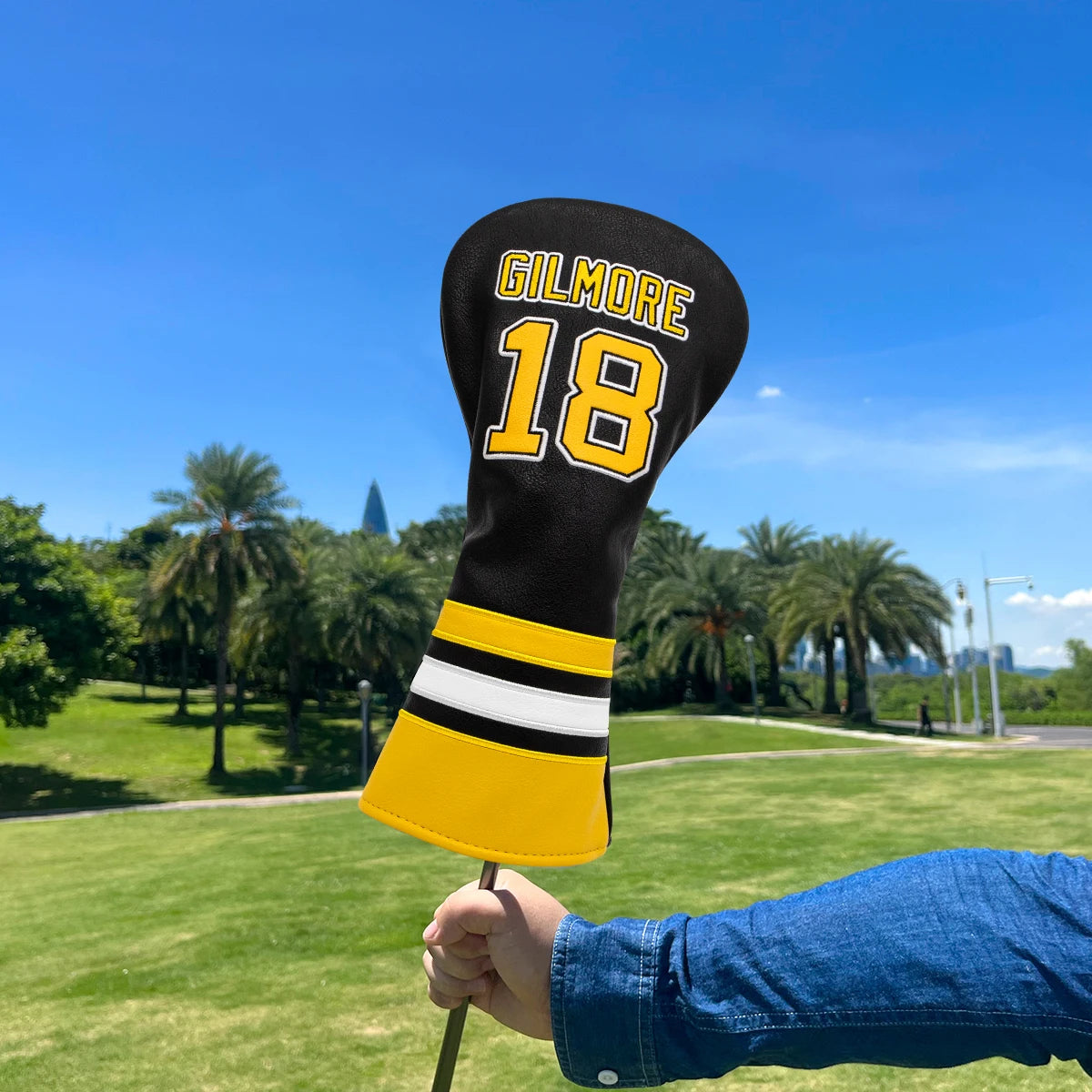 Golf Headcovers For Golf Driver Head Cover Embroidery Gilmaore 18 Premium Leather Driver Fairway Wood HybridBlade Putter Coer Ma