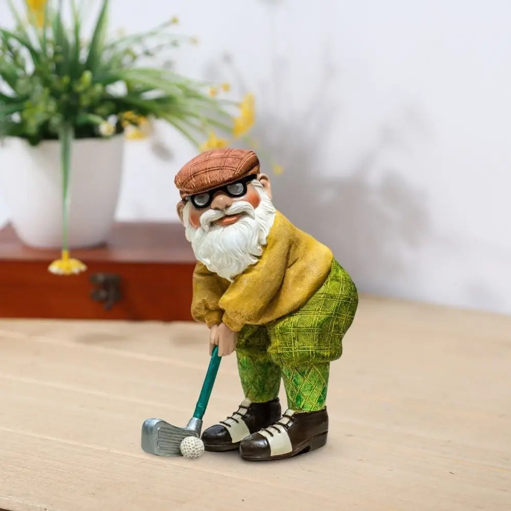 Golf Gnome Golfing Gnome Statue Waterproof Delicate Dwarf Art Statue Handmade Resin Craft Garden Resin Ornaments Garden