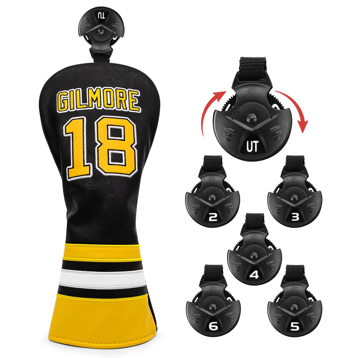 Golf Headcovers For Golf Driver Head Cover Embroidery Gilmaore 18 Premium Leather Driver Fairway Wood HybridBlade Putter Coer Ma